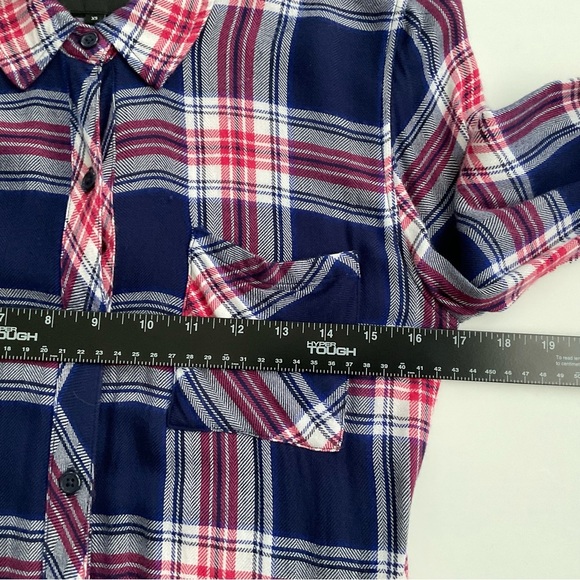 Rails Hunter Button Up Shirt XS Navy Rouge Cobalt  Plaid Western Cowgirl Boho - Picture 5 of 12